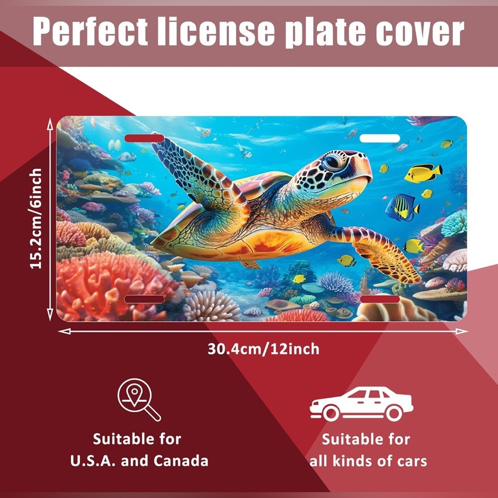 Sea turtle front car license plate size 12x6 NWT